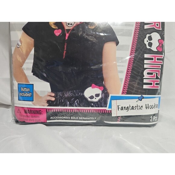 MONSTER HIGH FANGTASTIC HOODIE ZIP VEST BLACK COSTUME With GLOVES CHILD M 8-10 - Picture 8 of 9